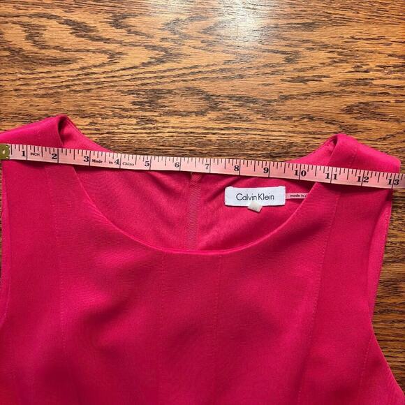 Calvin Klein Pink Sleeveless Dress, pleated, pockets Size 10 A line Preppy - Picture 6 of 11